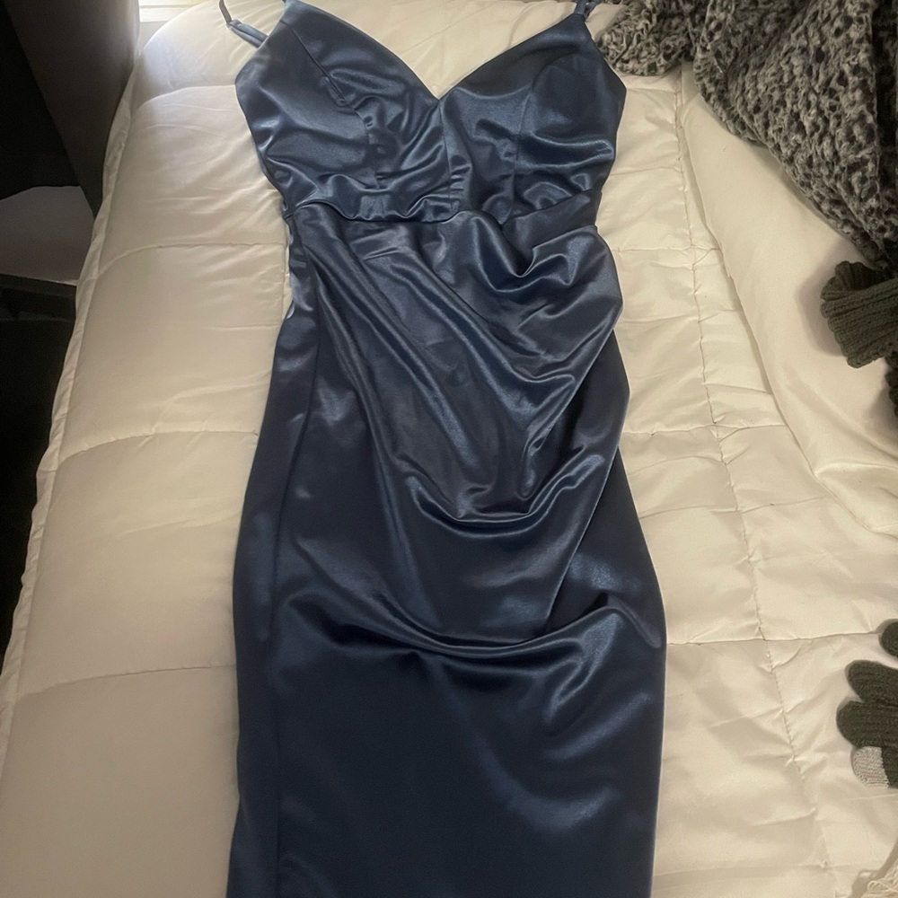 Elegant Blue Satin Dress